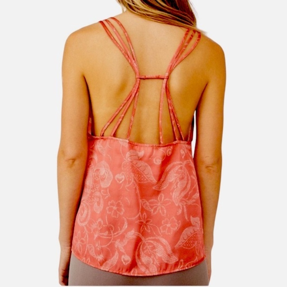 Free People size S Coral floral print strappy sleeveless Off The Coast Camisole - Picture 5 of 16